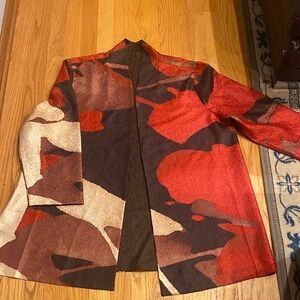 Elegant Women's Red and Brown Blazer